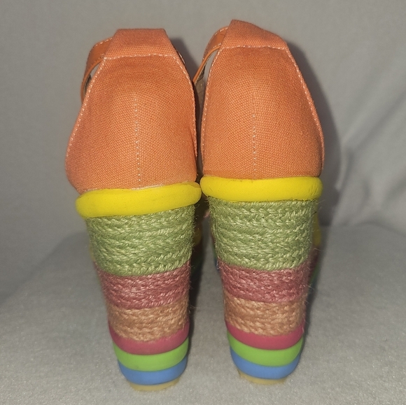 Womens Rainbow Wedge Platform Sandals By Ruilian Sz 39(US 8.5)Festival Whimsical - Picture 9 of 11